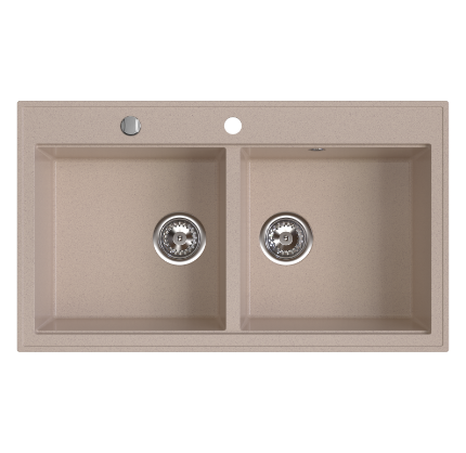 Stampo - Double bowl granite sink 50/86 cm, sand